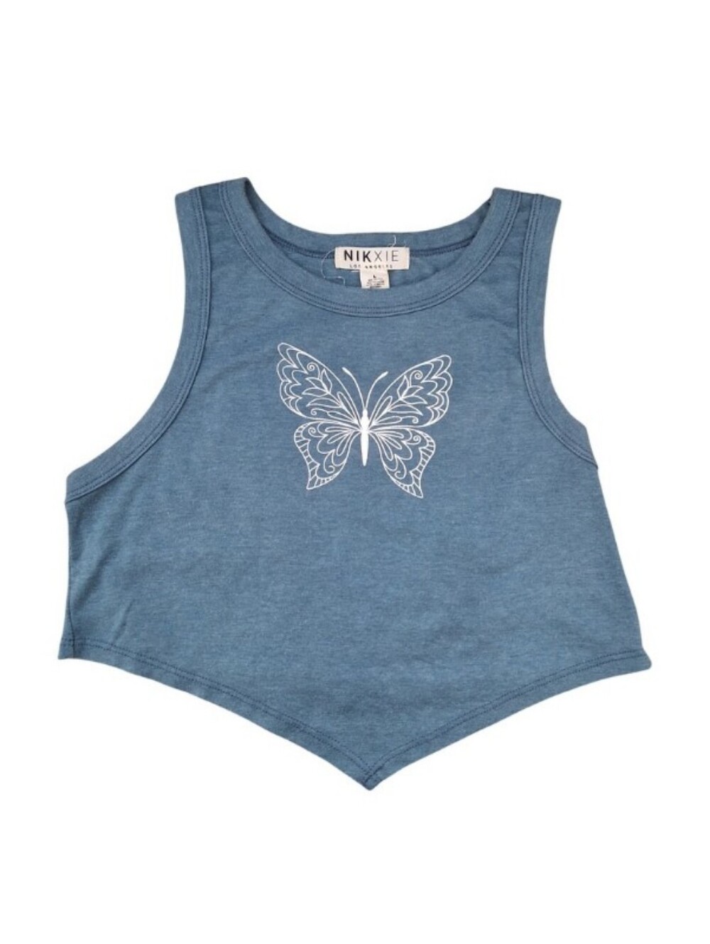 Nix Xie Los Angeles, Cotton Blend Crop Tank top Aw/ Butterfly graphic